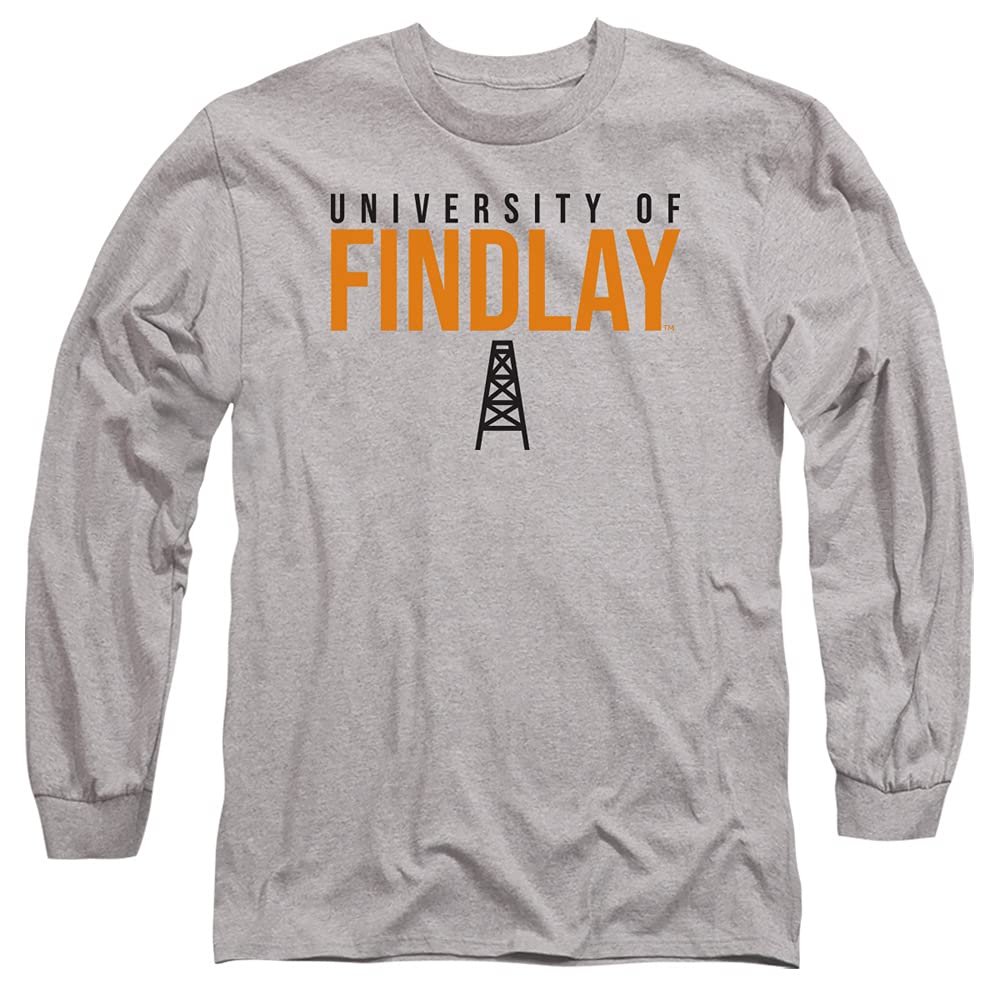 University of Findlay Official Stacked Unisex Adult Long-Sleeve T Shirt,Athletic Heather, Small
