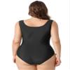 YONGHS Womens Deep V Sexy Swimsuit Plus Size Ruffle Swimwear One Piece Bathing Suits Monokini Black XX-Large view 3