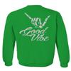 0153. Good Vibe Society Bones Hand Shaka Cool Vintage Graphic Men's Crewneck Sweatshirt (Irish Green X-Large) view 3