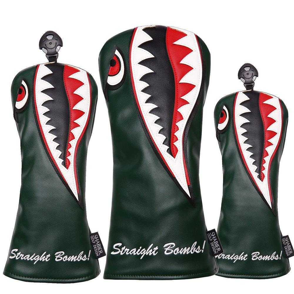 New Flying Tiger Warshark Golf Headcover for Golf Club Available for Driver/Fairway/Hybird (One Set(1Dr+1Fa+1Hy))