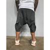 Familyhouse 3/4 Mens Hippie Pants Drop Crotch Harem Pants Genie Pants Mens Capri Cotton Baggy Shorts Wide Leg Trousers (Grey,XL) view 2