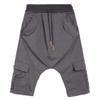 Familyhouse 3/4 Mens Hippie Pants Drop Crotch Harem Pants Genie Pants Mens Capri Cotton Baggy Shorts Wide Leg Trousers (Grey,XL) view 3