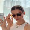 GIFIORE Retro Square Sunglasses Women 90s Vintage Small Plastic Tortoise Shell Frame Glasses with Rivet (Beige) view 2