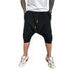 Familyhouse 3/4 Mens Hippie Pants Drop Crotch Harem Pants Genie Pants Mens Capri Cotton Baggy Shorts Wide Leg Trousers (Black,XXL) view 1