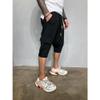 Familyhouse 3/4 Mens Hippie Pants Drop Crotch Harem Pants Genie Pants Mens Capri Cotton Baggy Shorts Wide Leg Trousers (Black,XXL) view 2