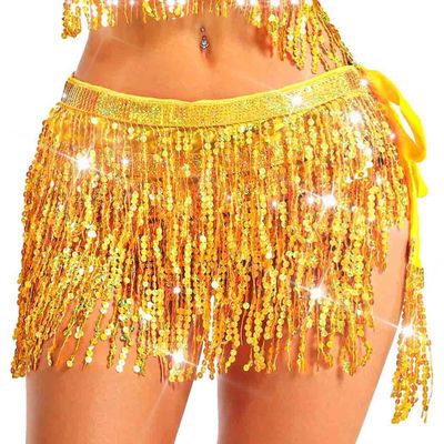EARENT Gold Fringe Skirt Sequin Tassel Skirts for Women