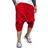 Familyhouse 3/4 Mens Hippie Pants Drop Crotch Harem Pants Genie Pants Mens Capri Cotton Baggy Shorts Wide Leg Trousers (Red,L) view 1