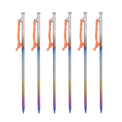 Boundless Voyage 6pcs/lot Titanium Alloy Color Tent Pegs Outdoor Camping Awning Tent Stakes Lightweight Hiking Climbing Tent Nail (30cm-Ti4016P)