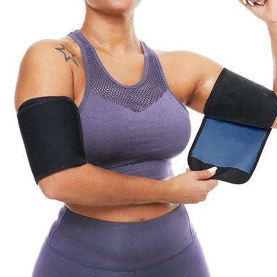 Arm Trimmers for Women Pair Sauna Sweat Arm Shaper Bands Adjustable Compression Sleeves Wraps For Sports Workout (Blue)