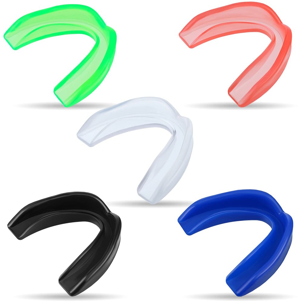 Frienda 5 Pcs Youth Kids Mouth Guard for Sports, Mouthguard for Football Bulk, Adults Boy Girl Sports Athletic Mouthguard for Boxing Basketball Hockey Karate(Green, Blue, White, Black, Red)