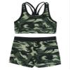 winying Kids Girls Printed Rash Guard Tankini Sport Crop Top + Swim Shorts Swimsuit Beach Summer Swimwear Camouflage Green 6 Years view 3