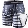 COOLOMG Boys Youth Compression Shorts with Athletic Cup for Baseball Football Hockey Lacrosse US Flag view 1