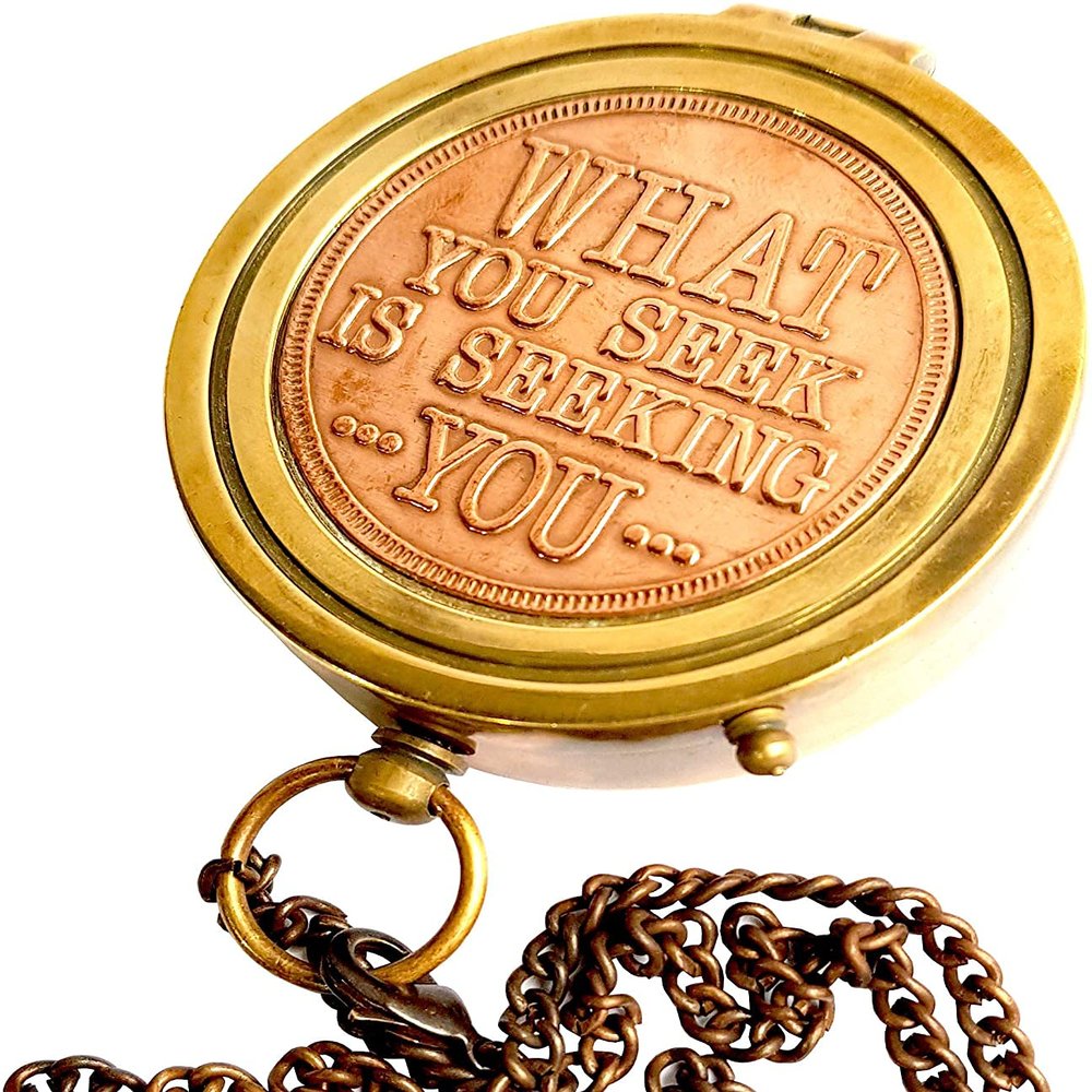 Engravable Compass, Pocket Compass, Brass Compass with Leather Carry Case,Gift Compass