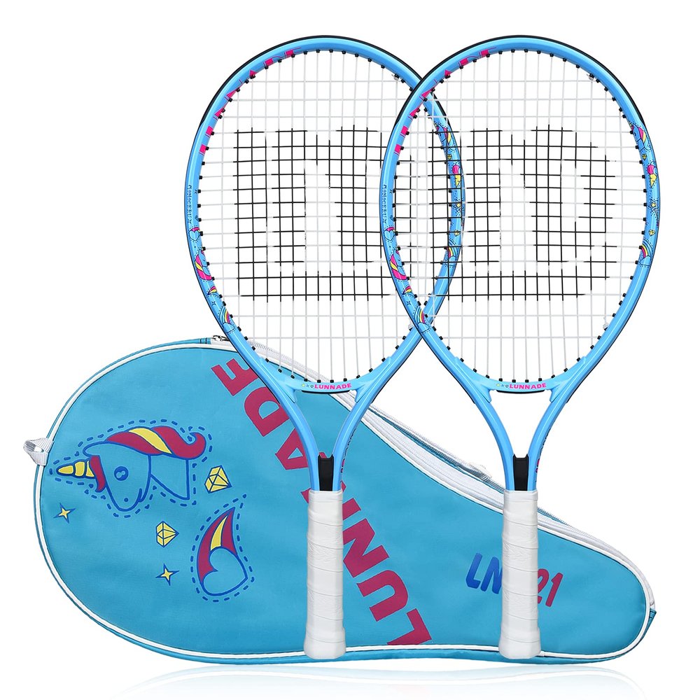 LUNNADE Tennis Racket for Kids Junior, 19/21/23/25 Inch Youth Tennis Racquet with Cover, Suitable for Beginner Boys and Girls Age 3-12, Pack of 2