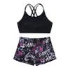 Moily Girls Gymnastics/Dance/Sports Two Piece Outfit Criss Cross Back Crop Top with Booty Shorts Swimwear Ink 8-10 view 1