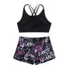 Moily Girls Gymnastics/Dance/Sports Two Piece Outfit Criss Cross Back Crop Top with Booty Shorts Swimwear Ink 8-10 view 2