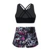 Moily Girls Gymnastics/Dance/Sports Two Piece Outfit Criss Cross Back Crop Top with Booty Shorts Swimwear Ink 8-10 view 4