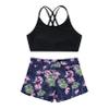 Moily Girls Gymnastics/Dance/Sports Two Piece Outfit Criss Cross Back Crop Top with Booty Shorts Swimwear Navy 5-6 view 1