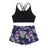 Moily Girls Gymnastics/Dance/Sports Two Piece Outfit Criss Cross Back Crop Top with Booty Shorts Swimwear Navy 5-6 view 2