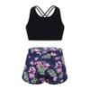 Moily Girls Gymnastics/Dance/Sports Two Piece Outfit Criss Cross Back Crop Top with Booty Shorts Swimwear Navy 5-6 view 3