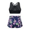 Moily Girls Gymnastics/Dance/Sports Two Piece Outfit Criss Cross Back Crop Top with Booty Shorts Swimwear Navy 5-6 view 4