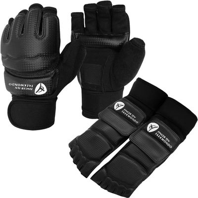 Taekwondo Sparring Gear Gloves Hand and Foot Protectors White Protective Guards Set for Boxing Kickboxing Fit Adult Men Women Kids Training (Black,X/Large)
