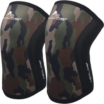 AEOLOS Knee Sleeves (1 Pair)7mm Compression Knee Braces for Heavy-Lifting,Squats,Gym and Other Sports(Large,Camo&Black)