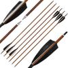 30 inch Carbon Arrows 500 Spine Hunting Arrows for Archery Practice with 4 inch Natural Feather Fletching Removable Points Tips Targeting Arrow for Compound Bow Recurve Bow Long Bow (Pack of 6) view 1