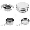 Alvinlite Camping Cookware Mess Kit for Backpacking Gear 4PCS Camping Cooking Pots and Frying Pans Sets with Lightweight Stainless Steel Plate for Hiking Picnic Campfire Outdoor Stove Accessories view 2