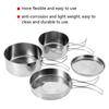 Alvinlite Camping Cookware Mess Kit for Backpacking Gear 4PCS Camping Cooking Pots and Frying Pans Sets with Lightweight Stainless Steel Plate for Hiking Picnic Campfire Outdoor Stove Accessories view 3