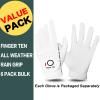 FINGER TEN Golf Gloves Men Right Left Handed Golfer Mens Glove RainGrip Hot Wet Weather Value 6 Pack, All Weather in White Small (White, Small, Left) view 2