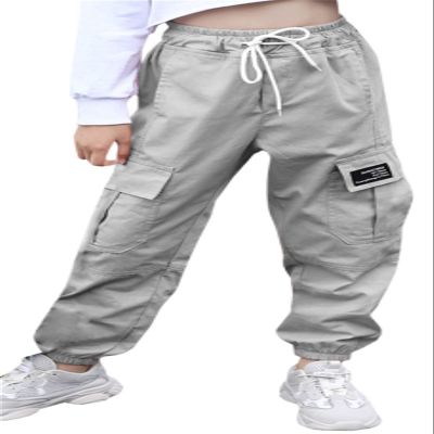 Girl Pants, Multi Pockets Elastic Waist Pull On Cargo Jogger with Drawstring, Grey, 7-8 Years = Tag 140
