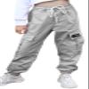 Girl Pants, Multi Pockets Elastic Waist Pull On Cargo Jogger with Drawstring, Grey, 7-8 Years = Tag 140 view 1