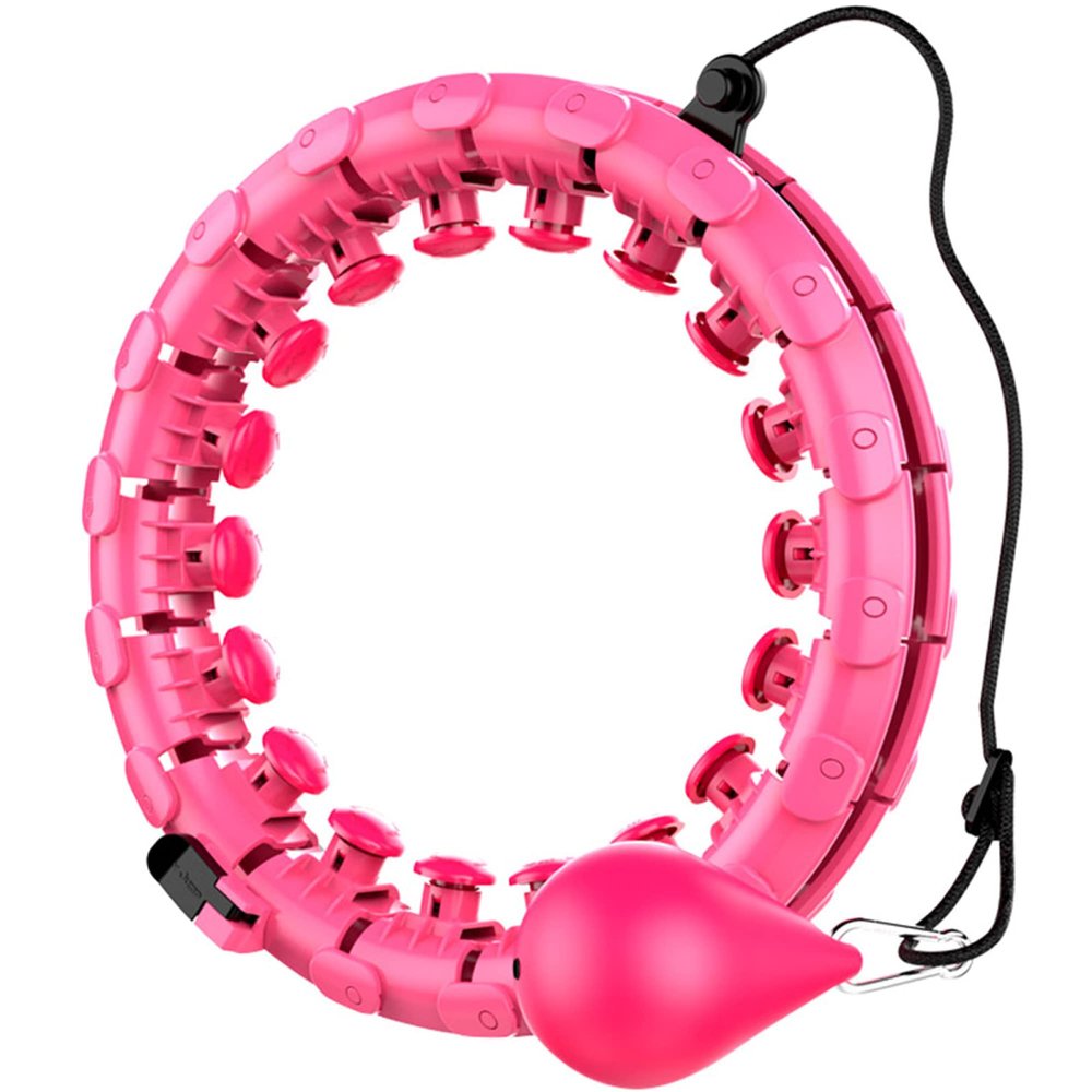 Adjustable Sports Hula Hoop, Abdomen and Thin Waist Increase Detachable Massage Fitness Equipment, Suitable for Family Training to Lose Weight/Pink/M