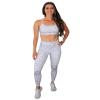 Shape Cake - High Waist Bra Top Pants with Mesh Tummy Control  Scrunch Bum Leggings for Women's Workout, Running and Sports - Leopard Active Wear Non-See Athletic Leggings Grey view 2