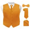 Vittorio Farina Solid Color Satin Suit Vest for Men Set of 4 - Vest, Tie, Bow Tie & Pocket Square (Mustard) view 1