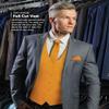 Vittorio Farina Solid Color Satin Suit Vest for Men Set of 4 - Vest, Tie, Bow Tie & Pocket Square (Mustard) view 3