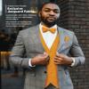 Vittorio Farina Solid Color Satin Suit Vest for Men Set of 4 - Vest, Tie, Bow Tie & Pocket Square (Mustard) view 4