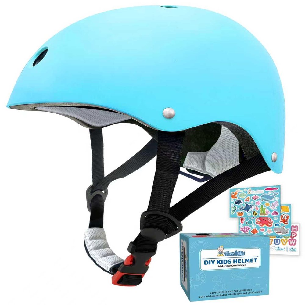 Simply Kids Bike Helmet with DIY Stickers for Toddler Boys Girls I CPSC & CE Certified for Skateboard Roller-Skating Bicycle Scooter I Baby Infant Child Ages 2-4 3-5 5-8 Year Old Shark (Ocean World)