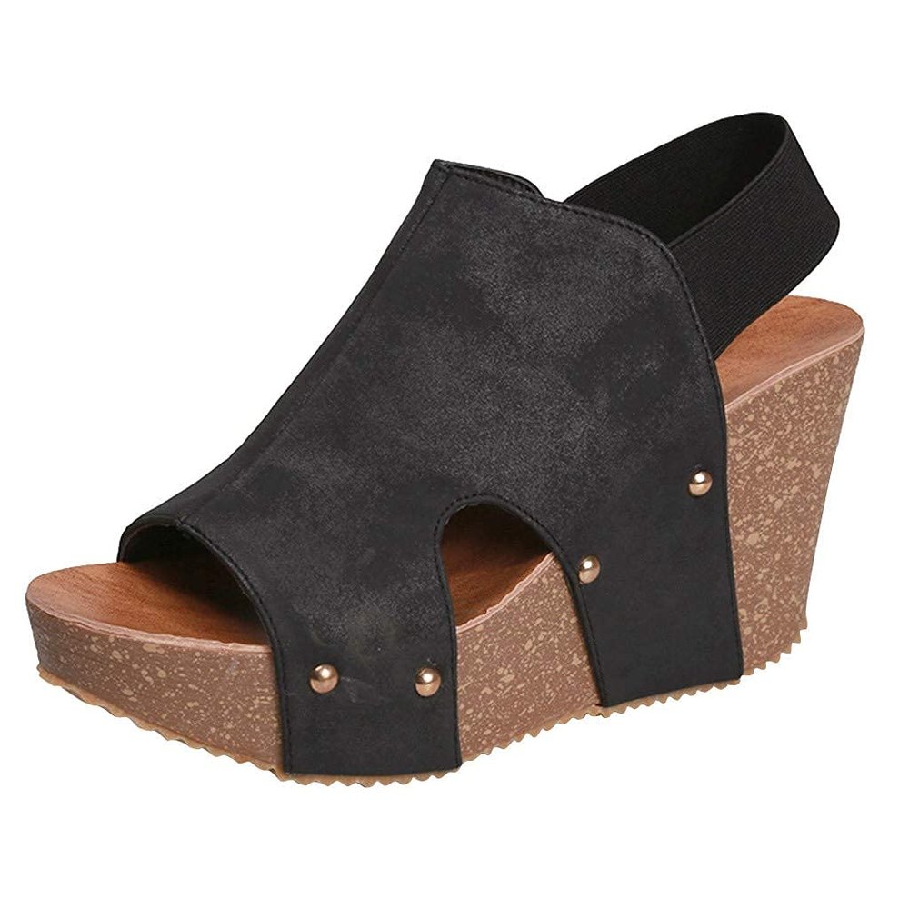 ZBYY Wedge Sandals for Women Summer Casual Open Toe Espadrille Platform Sandals Slip On Peep Toe Wedge Shoes