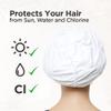 Beemo Womens Shower Cap  Shirred Retro Bathing Swim Turban - White view 2