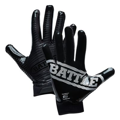Battle Sports Doom 1.0 Wide Receiver Football Gloves, Ultra Stick Adult & Youth Gloves - Adult X-Large, Black