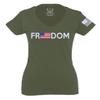 0160. Freedom Military Patriotic Proud American Flag Armour US USA for Women V Neck Fitted T Shirt (Black, X Small) view 1