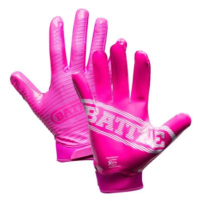 Battle Sports Doom 1.0 Wide Receiver Football Gloves, Ultra Stick Adult & Youth Gloves - Adult 2X-Large, Pink