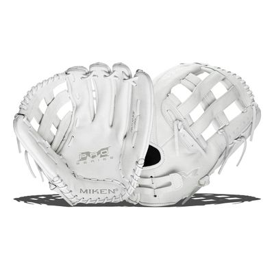 Miken PRO Series Fielding Glove 15 Inch, White, Right Throw (Worn on Left Hand)