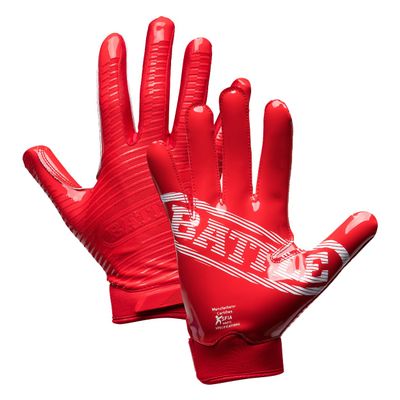 Battle Sports Doom 1.0 Wide Receiver Football Gloves, Ultra Stick Adult & Youth Gloves - Adult Large, Red