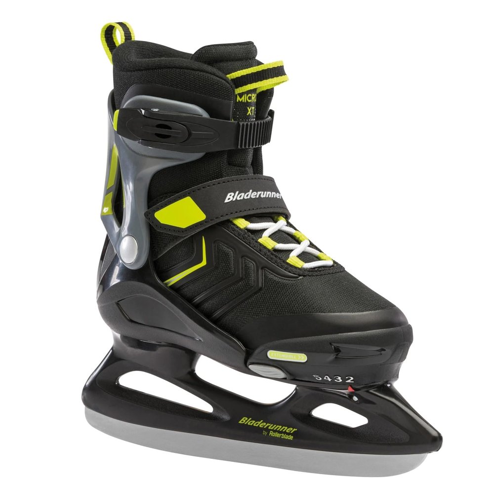 Bladerunner Ice by Rollerblade Micro Ice XT, Junior, Adjustable, Black and Lime, Ice Skates