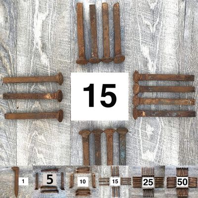 THE OTHER TIDE Genuine Vintage Carbon Steel Railroad Spikes - with Rusting, Patina & Pitting (15)