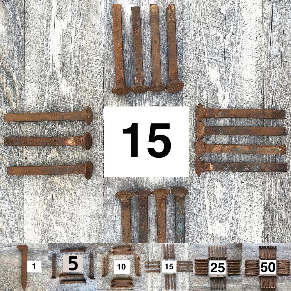 THE OTHER TIDE Genuine Vintage Carbon Steel Railroad Spikes - with Rusting, Patina & Pitting (15)
