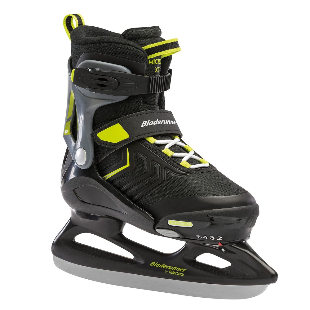 Bladerunner Ice by Rollerblade Micro Ice XT, Junior, Adjustable, Black and Lime, Ice Skates